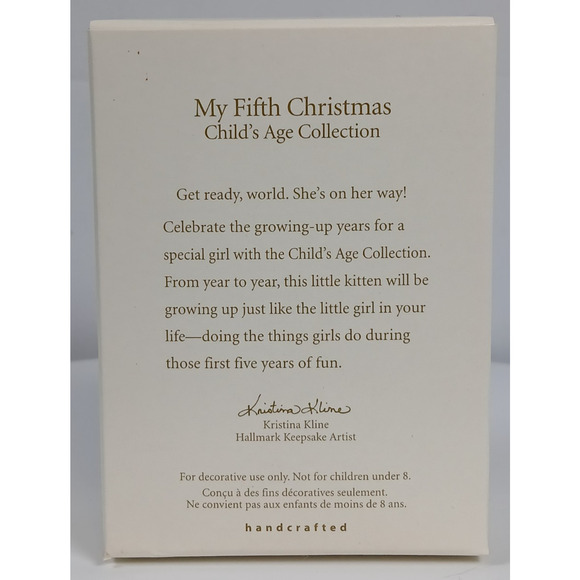 My Fifth Christmas 5th Girl Cat Hallmark Ornament 2007 - Picture 2 of 11